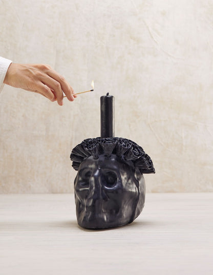 Flowered Skull Candle