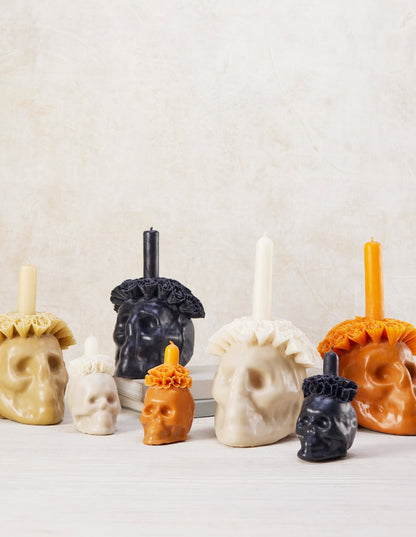 Flowered Skull Candle